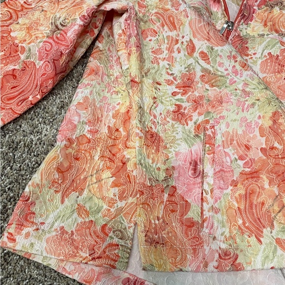 Ladies Medium Jacket Spring Colors Long Sleeve Zipper Pockets Peach Green Joni B - Picture 13 of 15